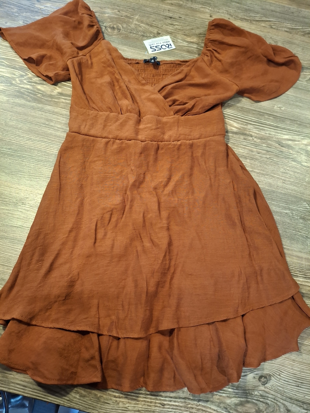As U Wish Rust Orange Puff-Sleeve Mini Dress